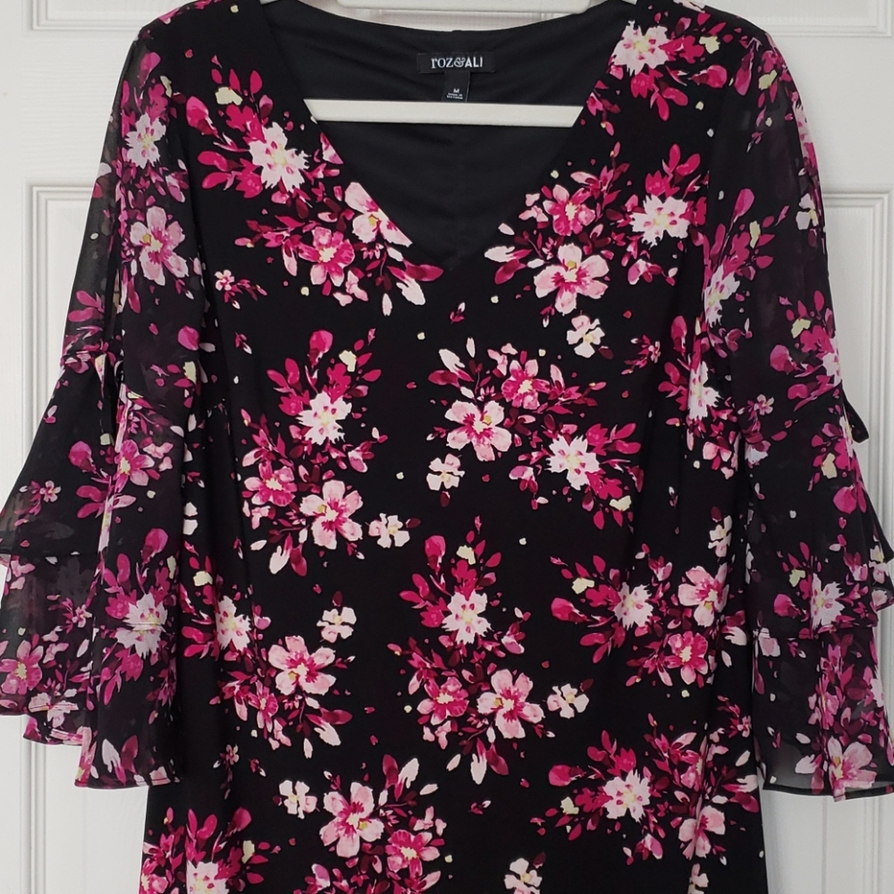 Black dress with Pink Floral design